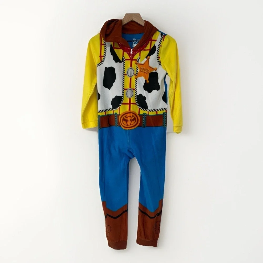 Disney Pixar Toy Story Woody‎ Hooded Union Suit One-Piece Pajamas Kids 8/10 NWT